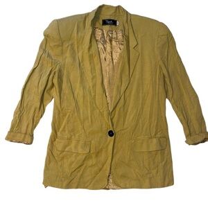 Vintage Plymouth New York Suit Jacket Blazer Tan Linen Blend Size 12